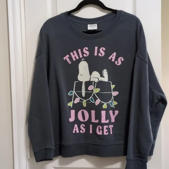 Snoopy "This is as Jolly as I get" Sweatshirt - Picture 1 of 2